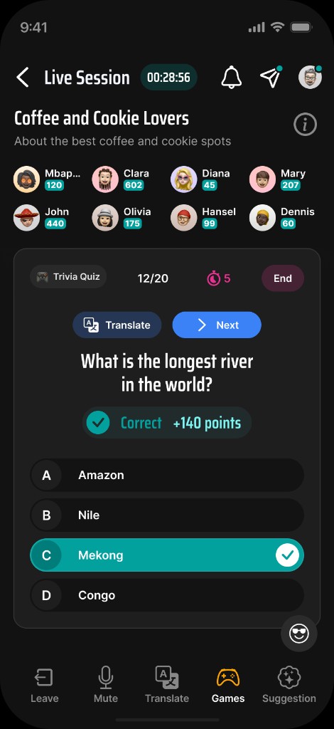 Trivia game in session